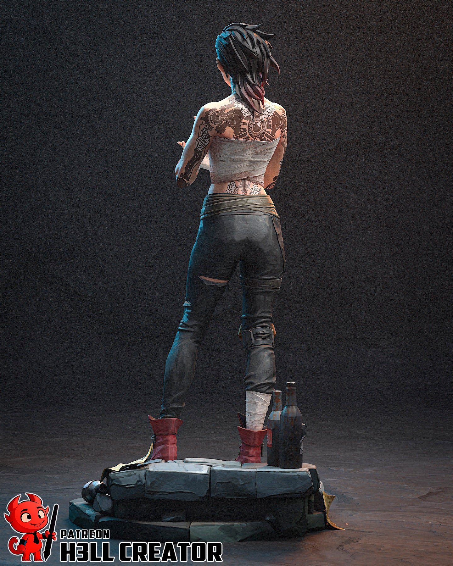 Vi (Arena Fighter) 3D Printed Bust and Statue Model Kit - 1:10 Scale