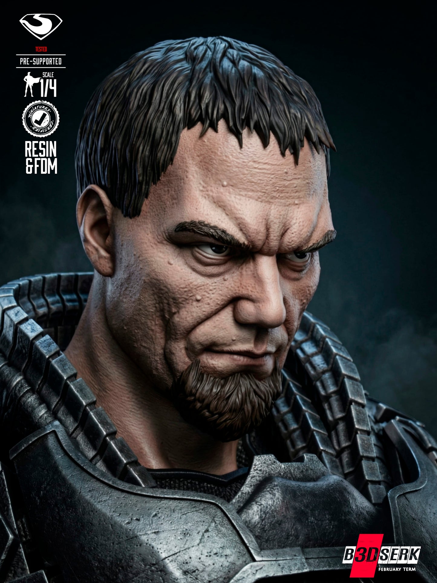 General Zod - Portrait Bust - 4 or 8 scale - 3D Model Kit - Fan Art