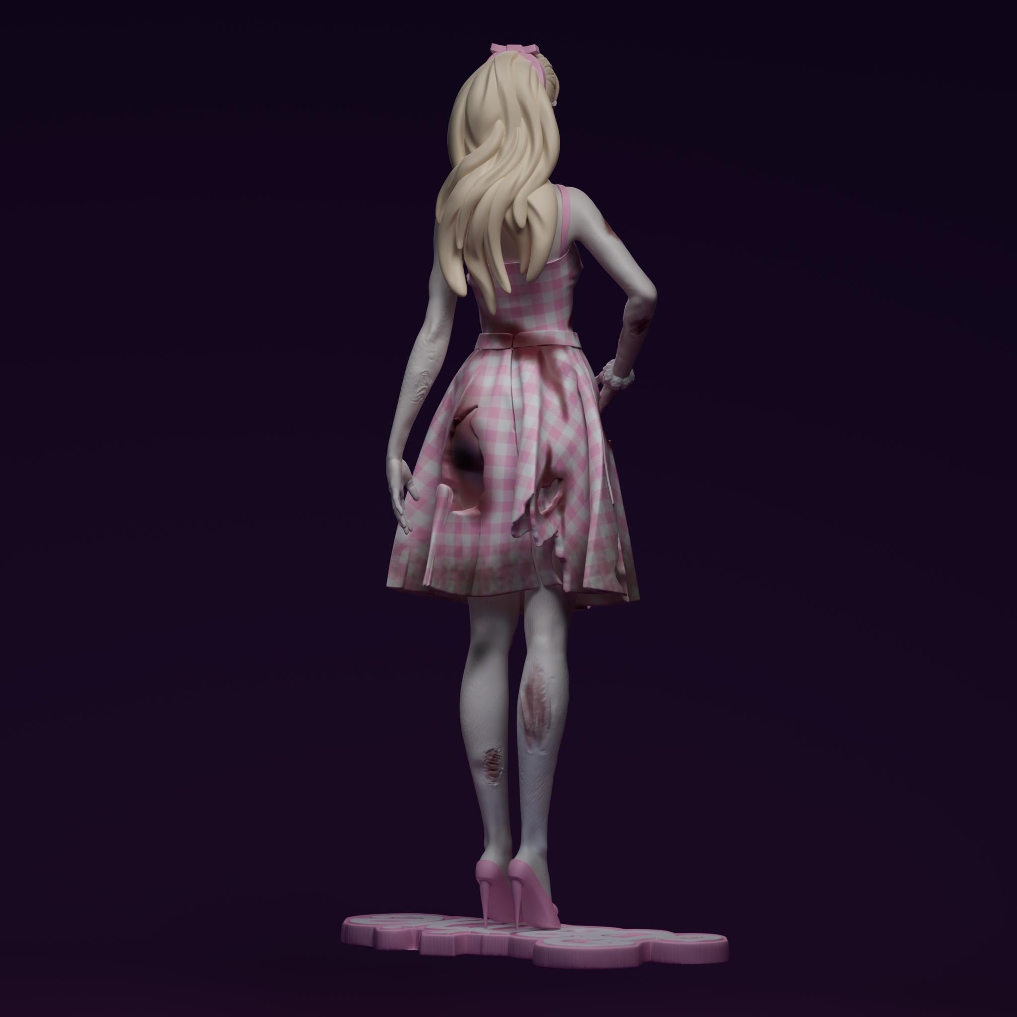 Zombie Barbie - 195mm 3D Printed Model - Unassembled and unpainted