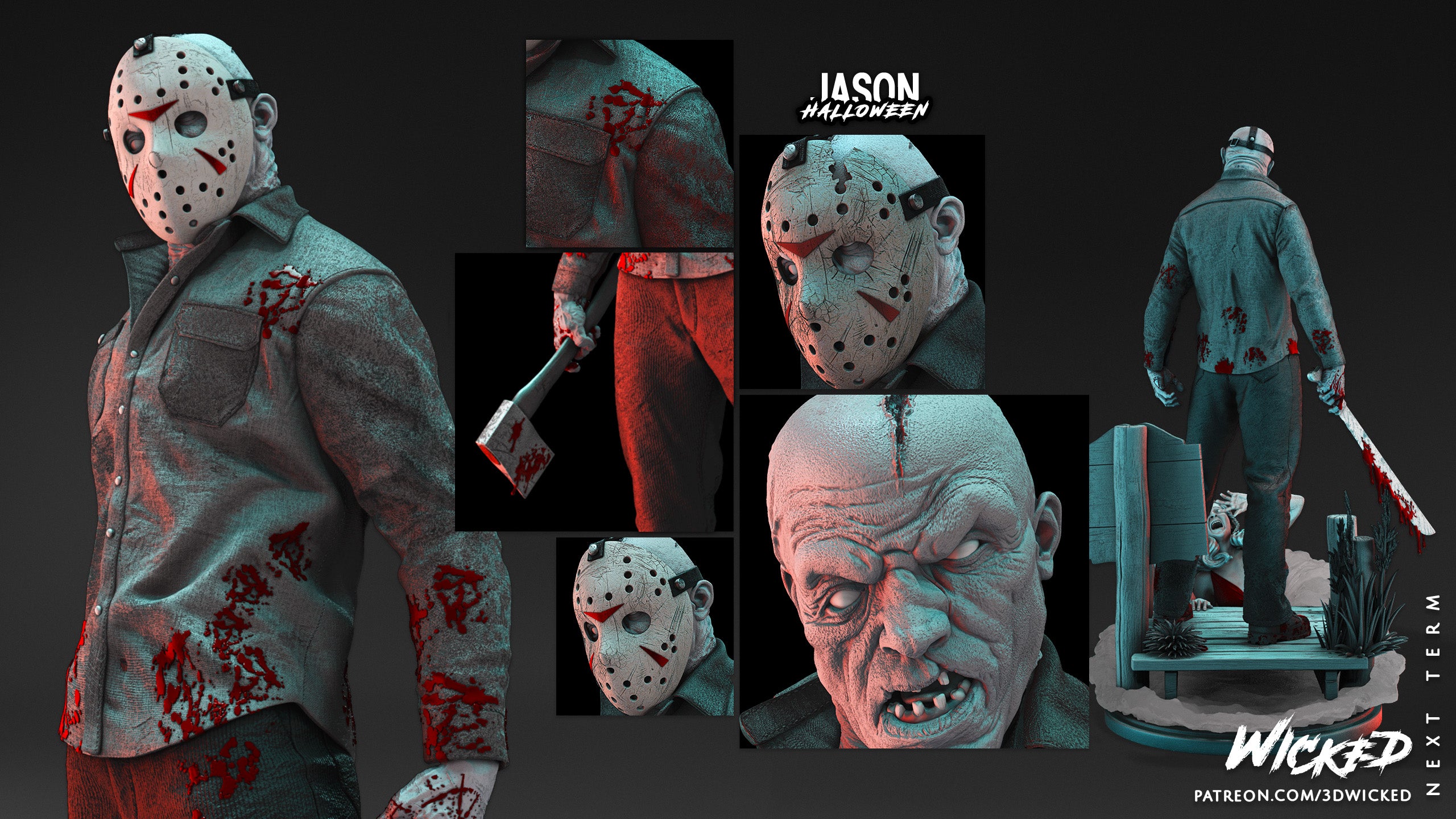 Jason (Fan Art) Sculpture - 6 or 12 scale (440mm or 220mm) - 3D Print