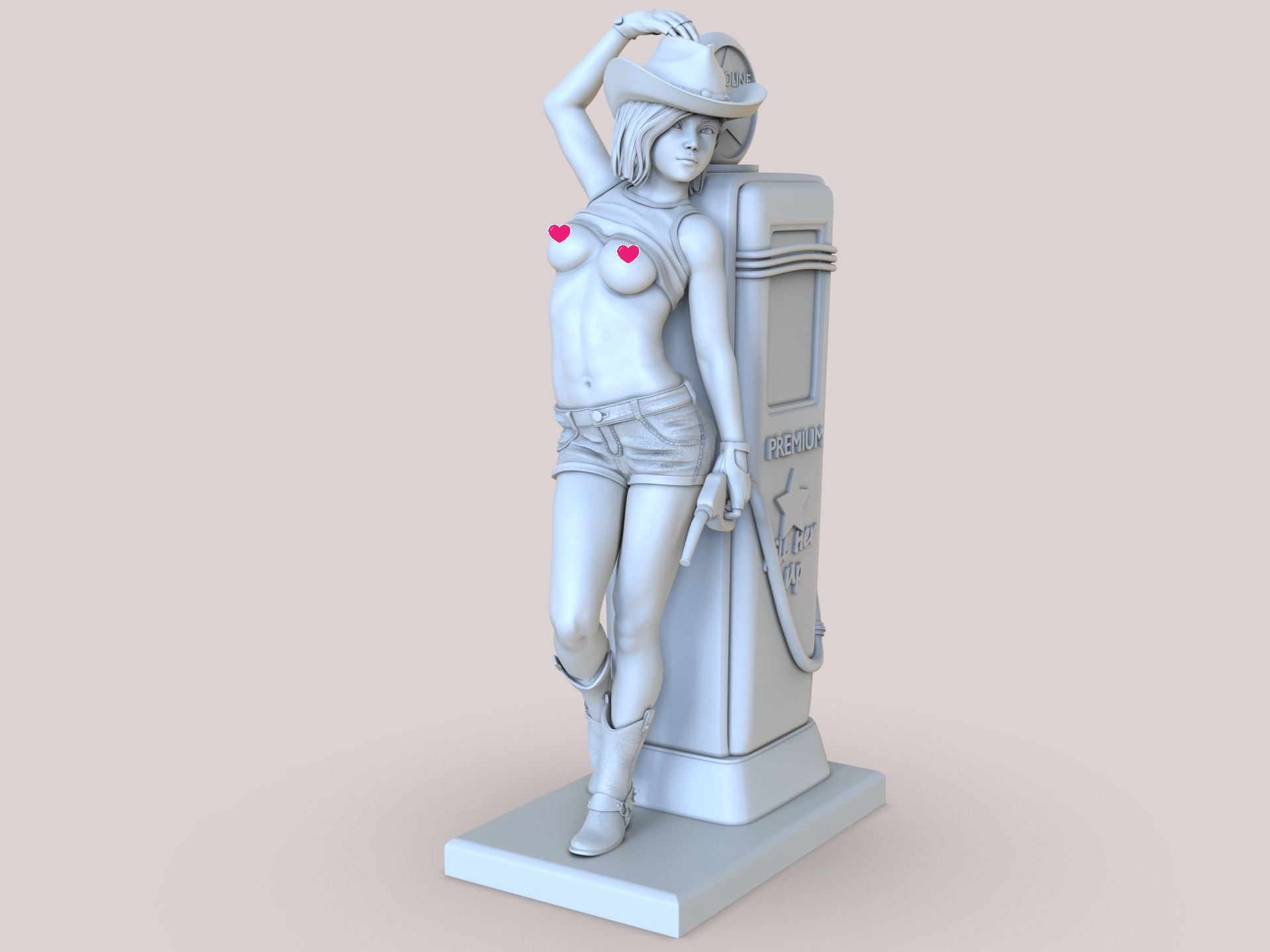 Cowboy Girl at Gas Station - 3D Print - Fan Art - 75mm and 180mm - NSFW