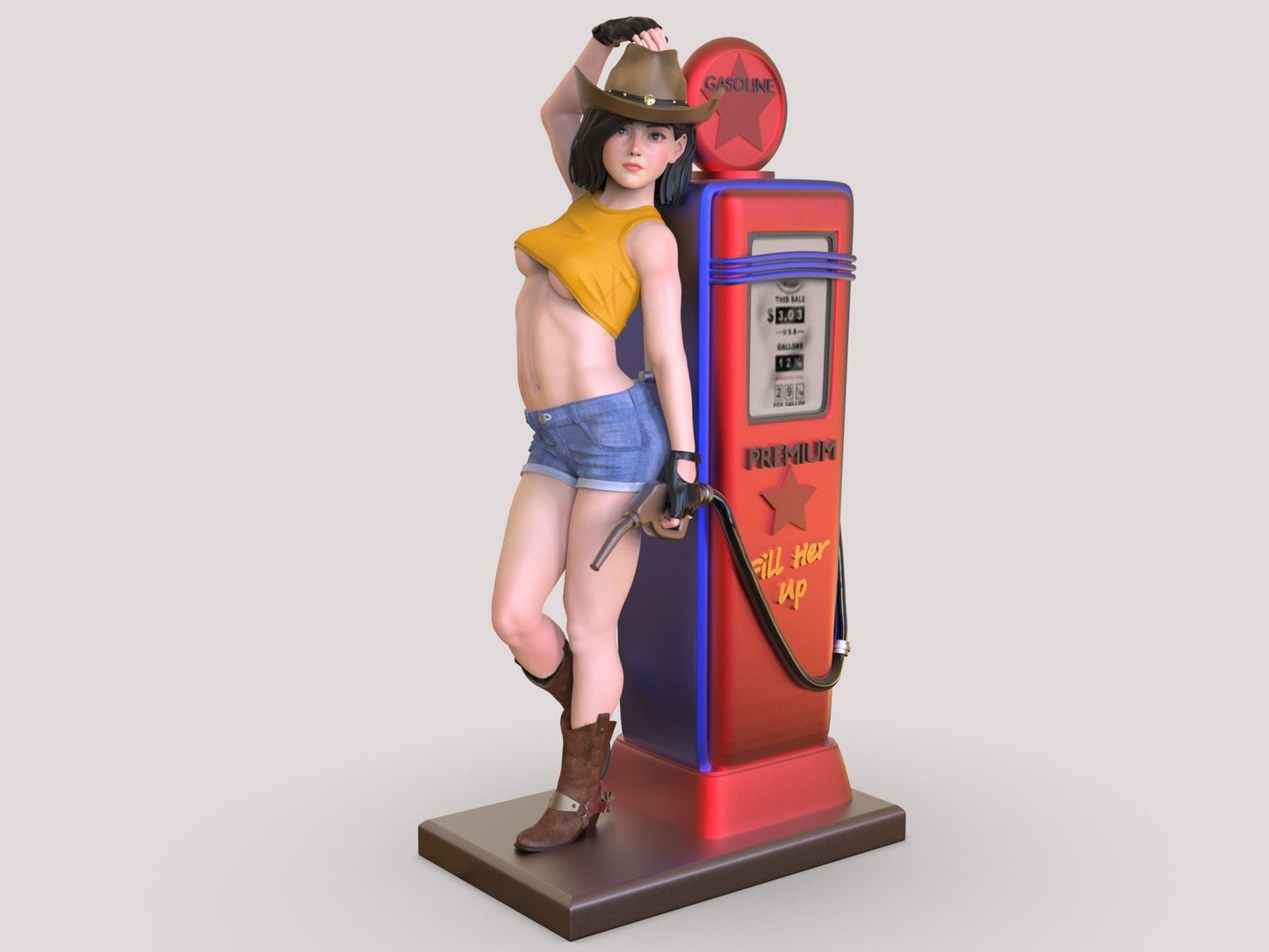 Cowboy Girl at Gas Station - 3D Print - Fan Art - 75mm and 180mm