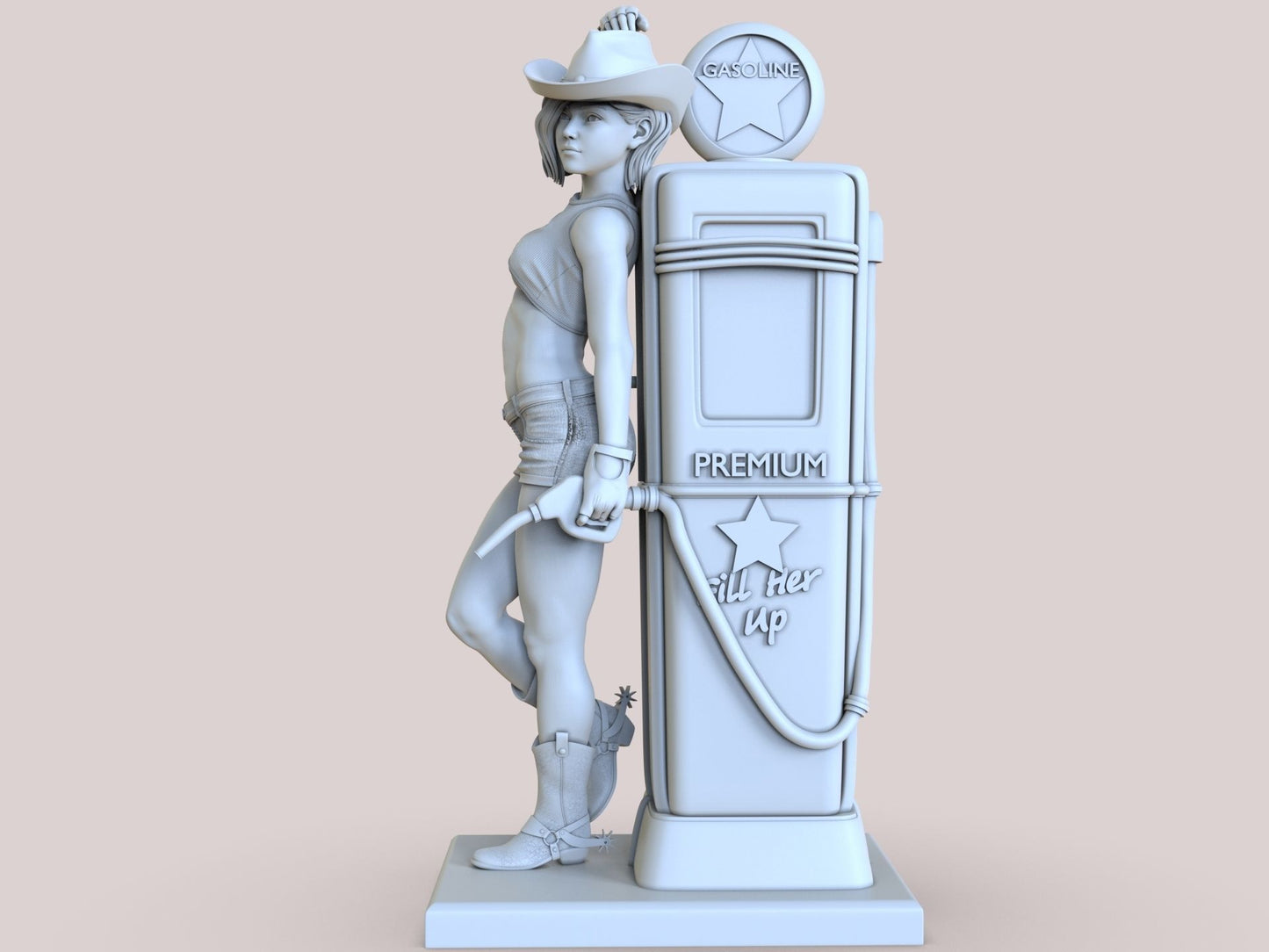 Cowboy Girl at Gas Station - 3D Print - Fan Art - 75mm and 180mm