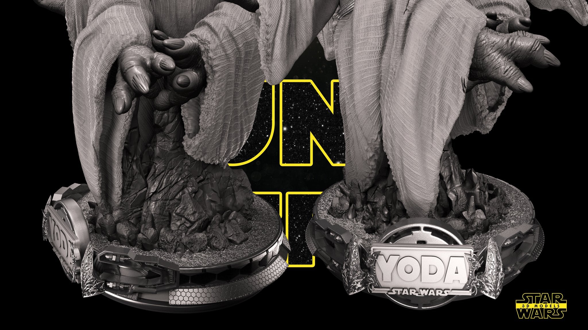 Yoda Bust (Fan Art) - 1:4 or 1:8 Scale (250mm or 125mm) - 3D Printed