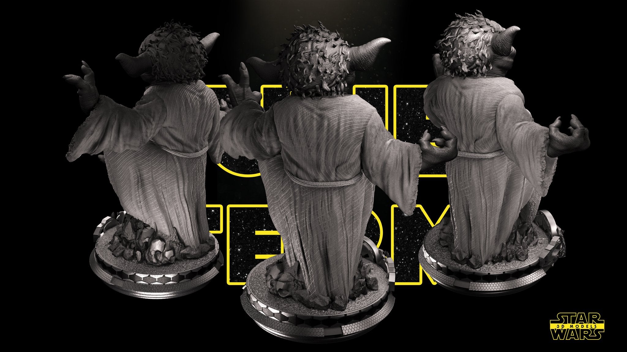 Yoda Bust (Fan Art) - 1:4 or 1:8 Scale (250mm or 125mm) - 3D Printed