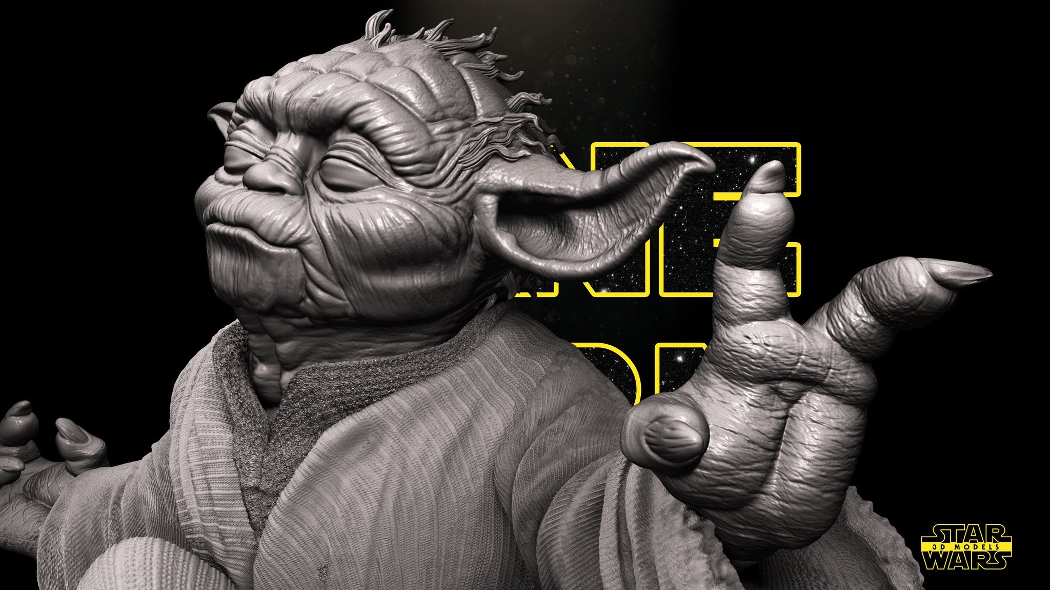 Yoda Bust (Fan Art) - 1:4 or 1:8 Scale (250mm or 125mm) - 3D Printed