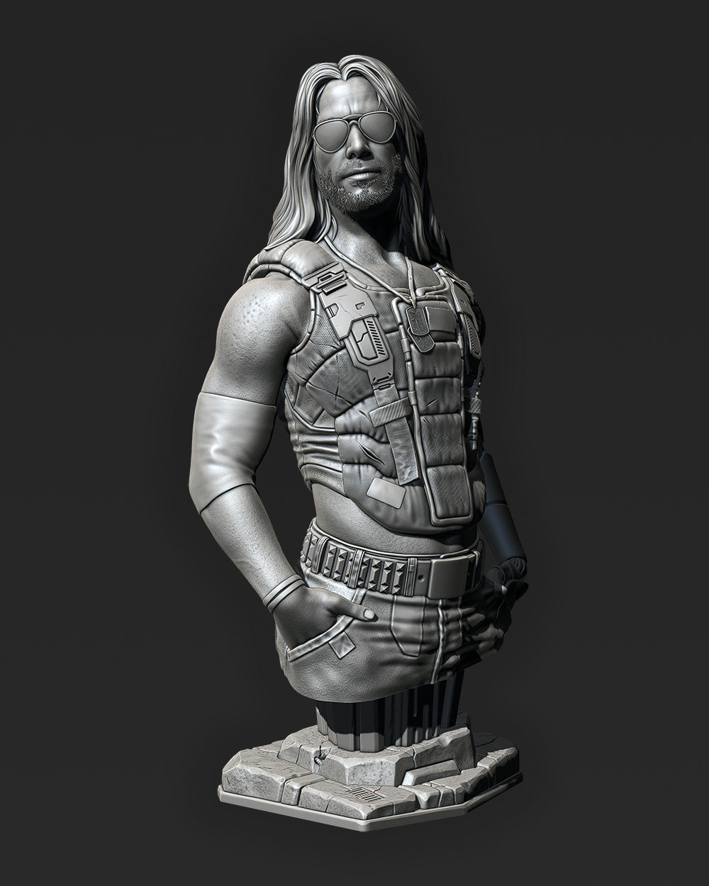Johnny Silverhand Bust (Fan Art) 276mm or 188mm - 3D Print