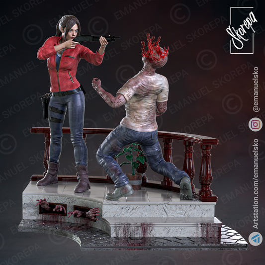 Leon and Claire Diorama (Resident Evil) - 3D Printed Model Kit