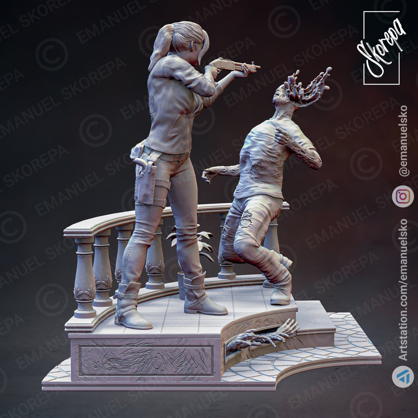 Leon and Claire Diorama (Resident Evil) - 3D Printed Model Kit