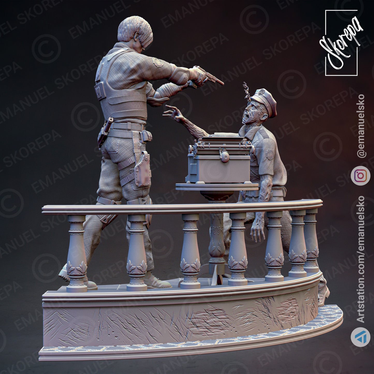 Leon and Claire Diorama (Resident Evil) - 3D Printed Model Kit