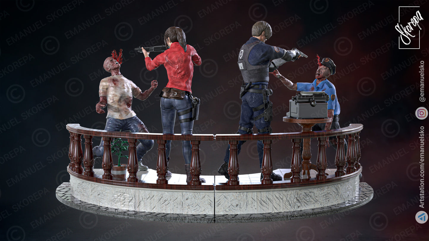 Leon and Claire Diorama (Resident Evil) - 3D Printed Model Kit