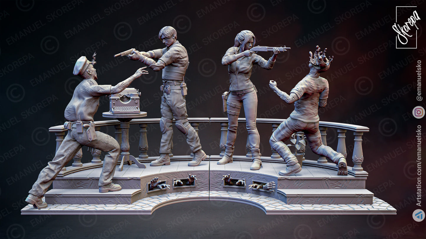 Leon and Claire Diorama (Resident Evil) - 3D Printed Model Kit