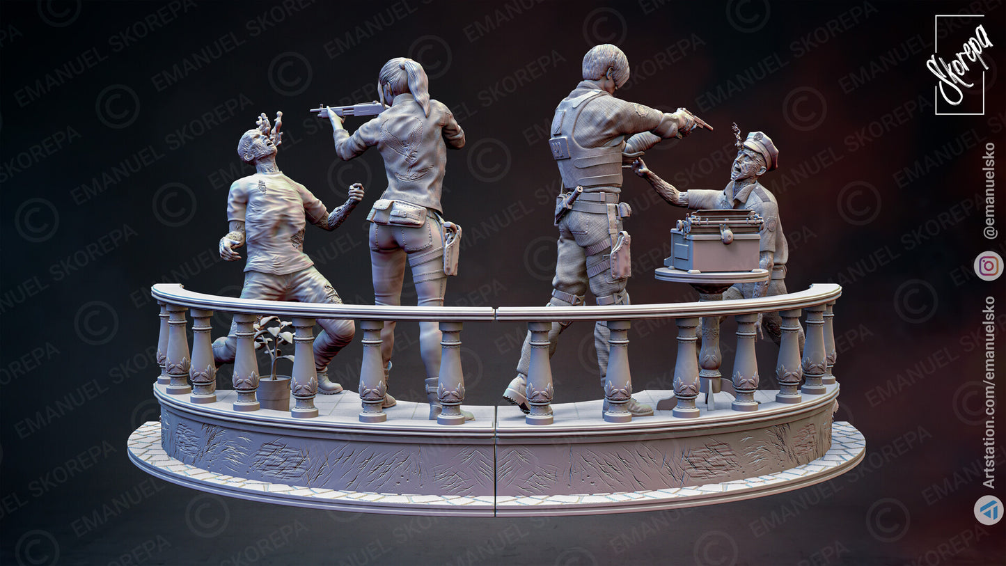 Leon and Claire Diorama (Resident Evil) - 3D Printed Model Kit