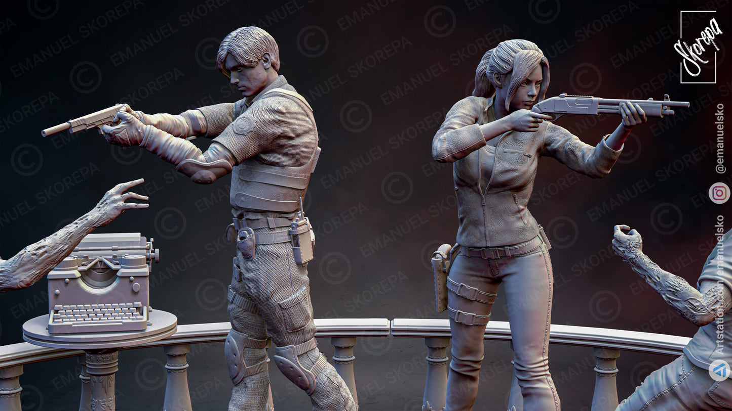 Leon and Claire Diorama (Resident Evil) - 3D Printed Model Kit