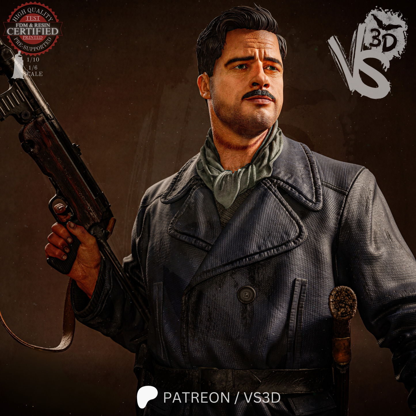 Aldo Rain (Inglorious Basterds) - Sculpt - 3d Printed Model Kit