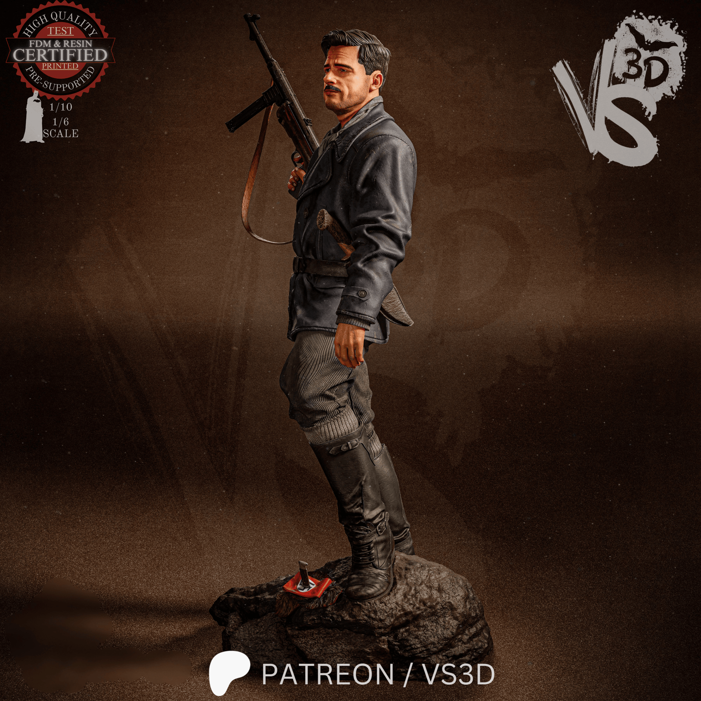 Aldo Rain (Inglorious Basterds) - Sculpt - 3d Printed Model Kit