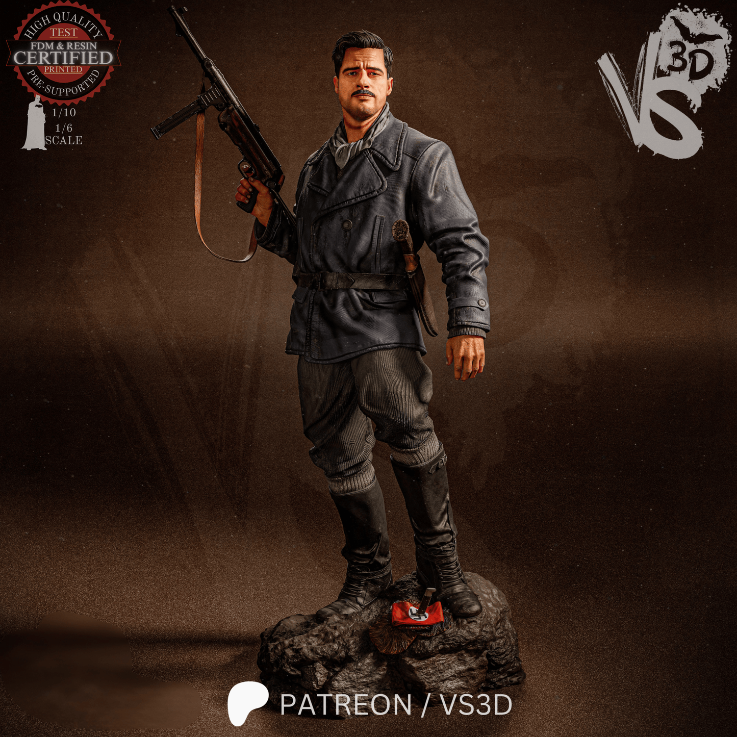Aldo Rain (Inglorious Basterds) - Sculpt - 3d Printed Model Kit