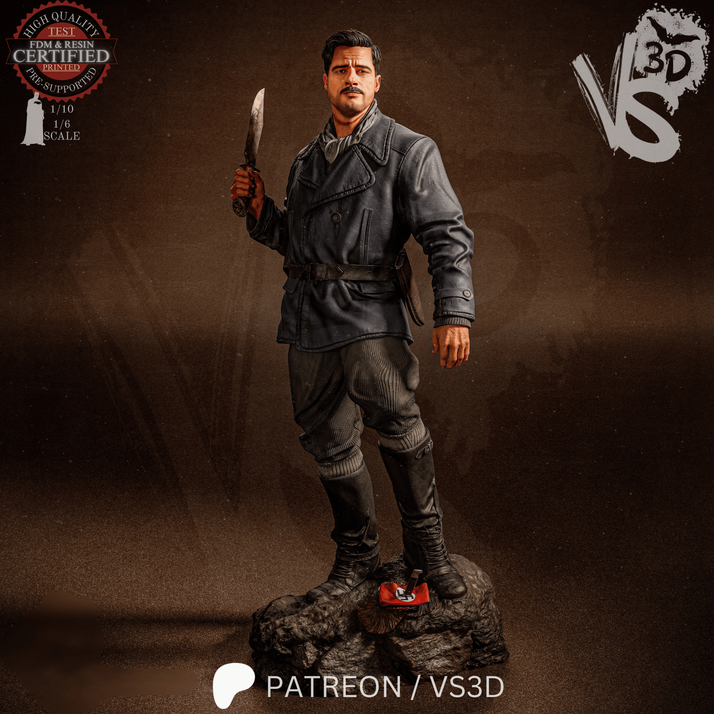 Aldo Rain (Inglorious Basterds) - Sculpt - 3d Printed Model Kit