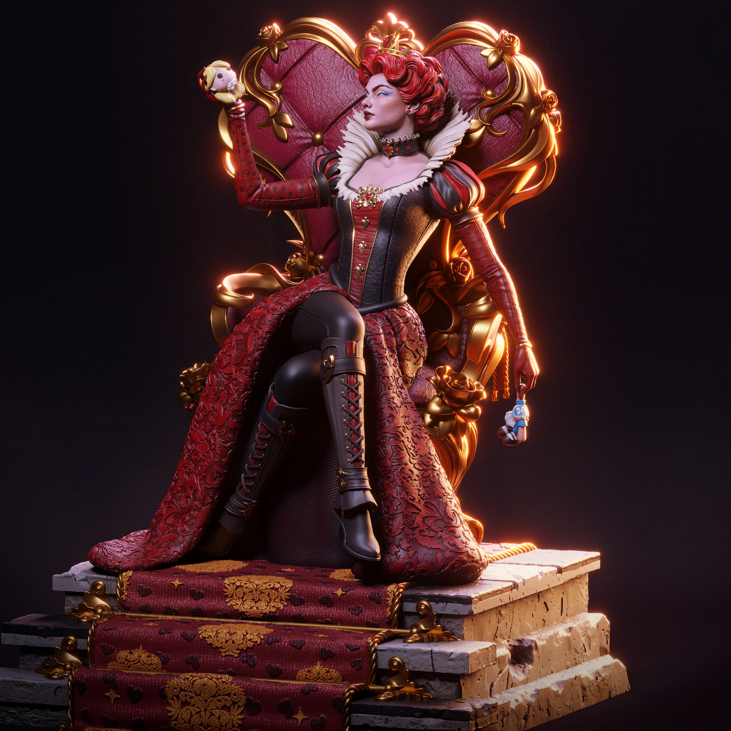 Queen of Hearts - 3D Printed Model Statue - 6 and 9 Scale
