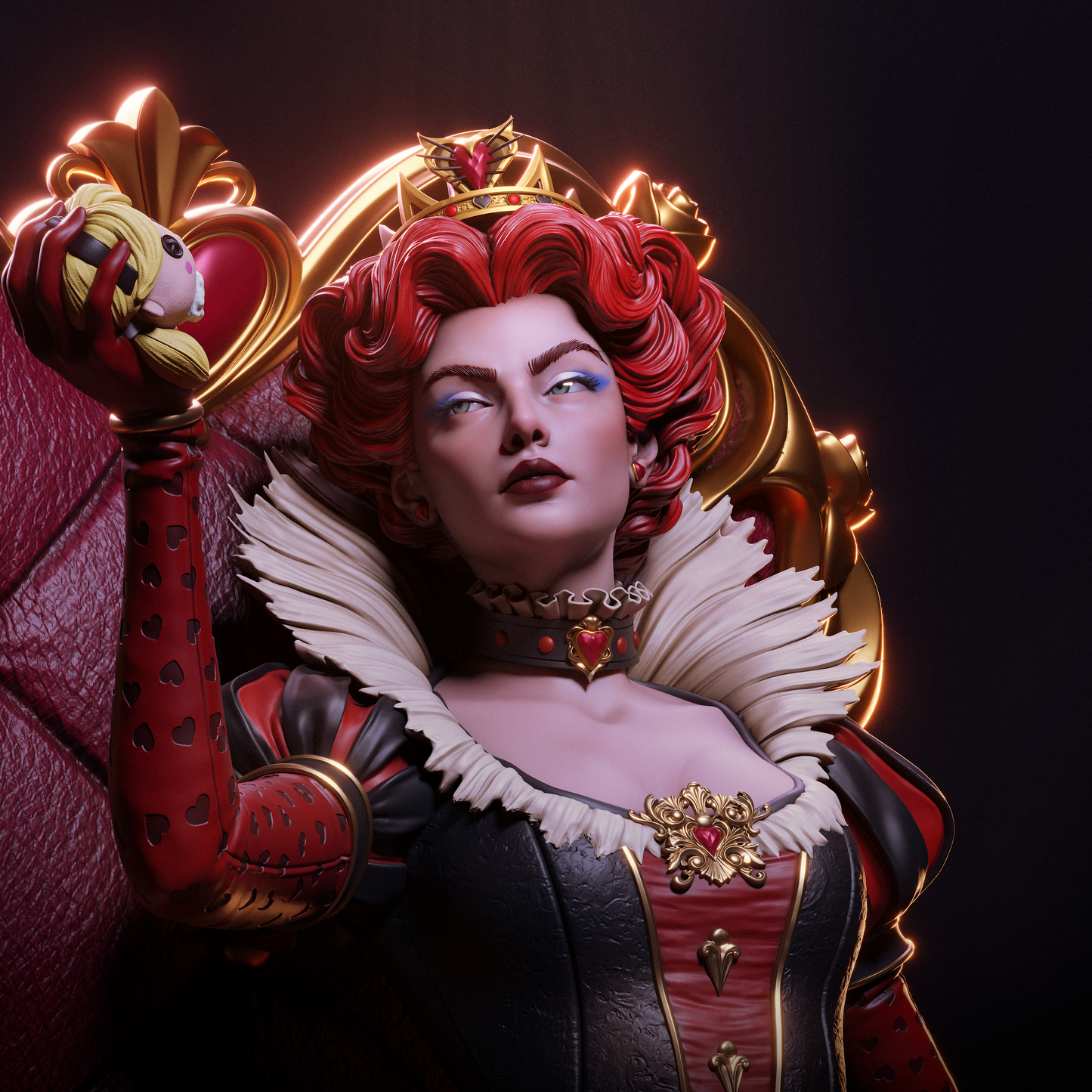 Queen of Hearts - 3D Printed Model Statue - 6 and 9 Scale