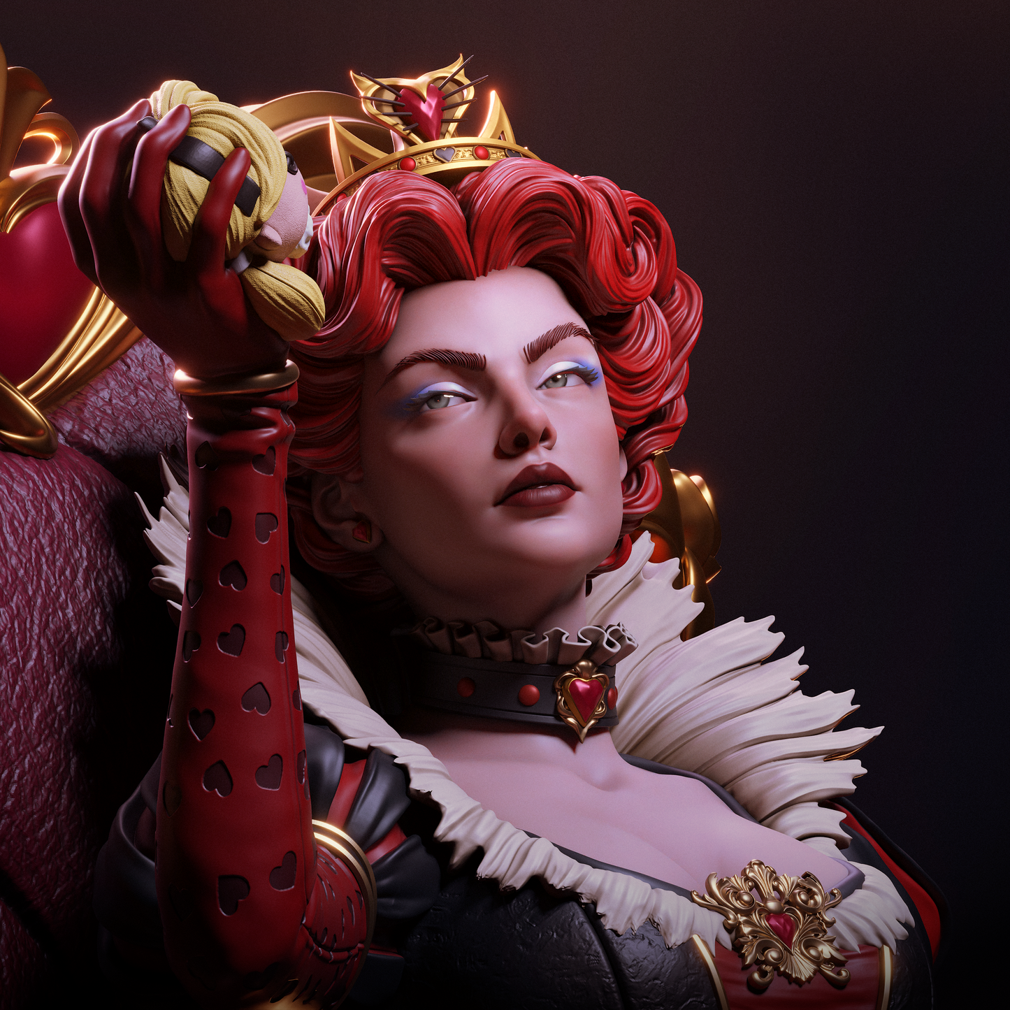 Queen of Hearts - 3D Printed Model Statue - 6 and 9 Scale