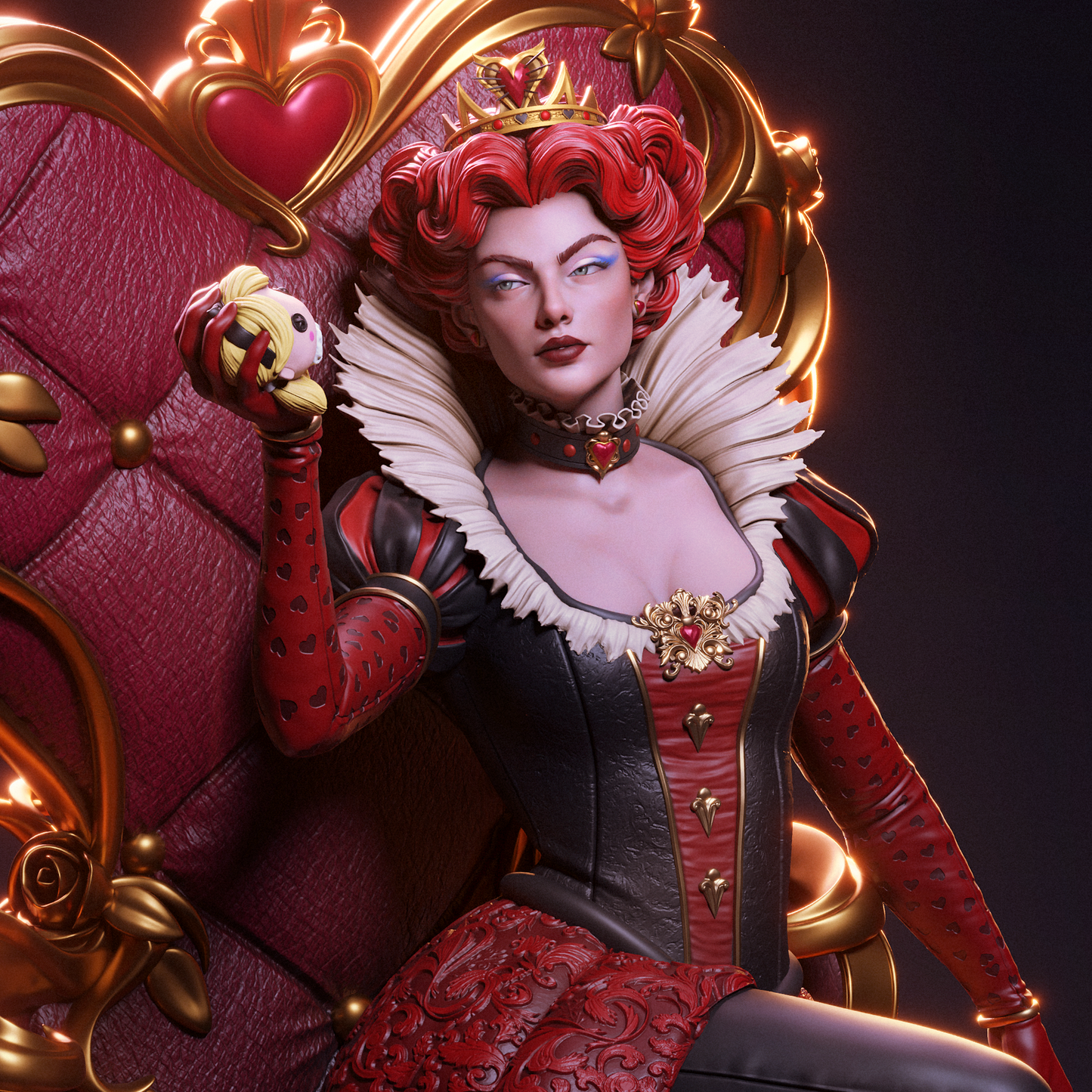 Queen of Hearts - 3D Printed Model Statue - 6 and 9 Scale