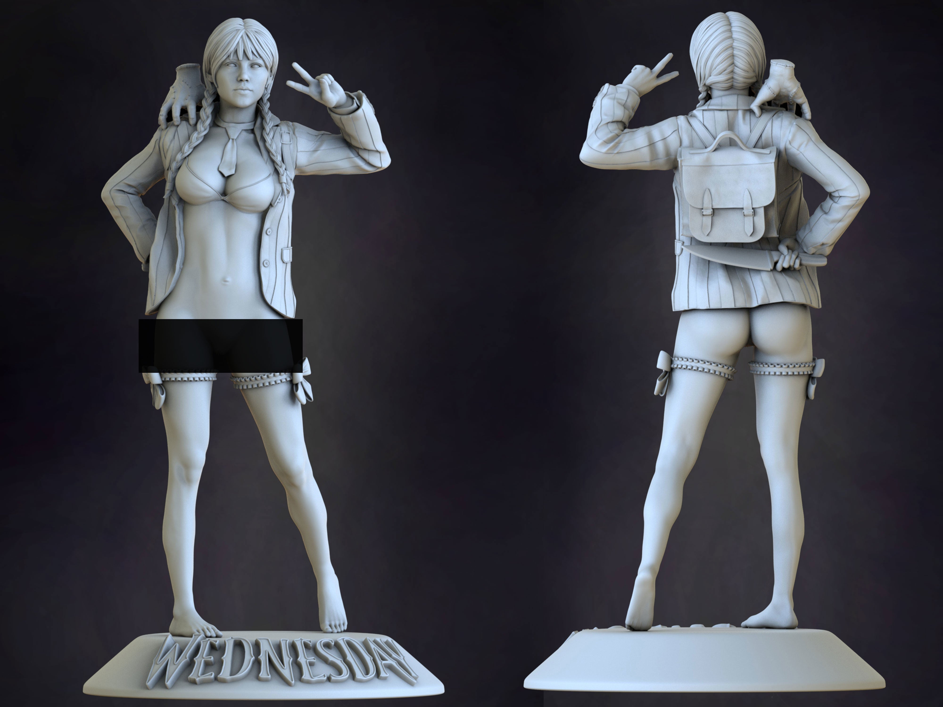 Wednesday Addams 3D Print model - Fan Art, SFW/NSFW - 180mm