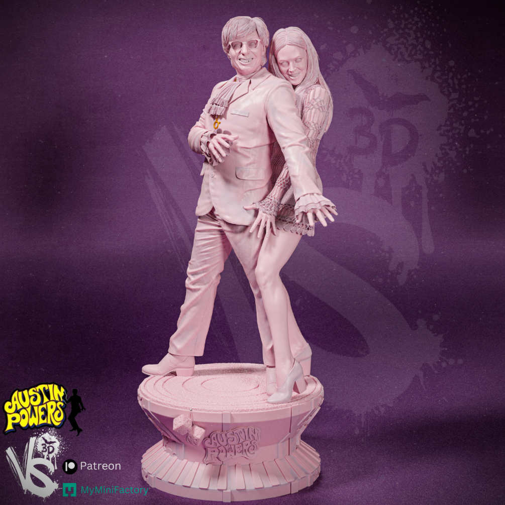 Austin Powers and Felicity Statue 3D Model Printed Kit - Unpainted / Unassembled