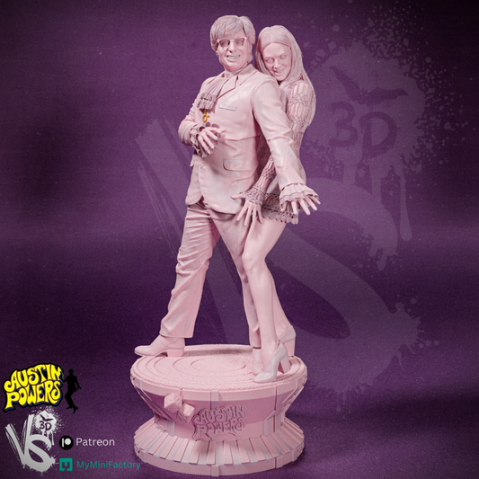 Austin Powers and Felicity Statue 3D Model Printed Kit - Unpainted / Unassembled