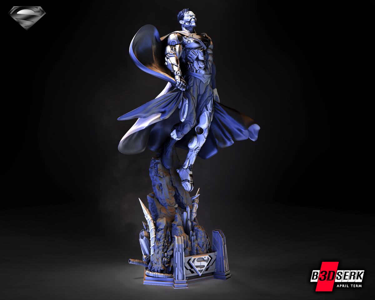 Cyborg Superman Statue (DC)  Fan Art  - 3D Printed - 1/12 or 1/6 scale (490mm)