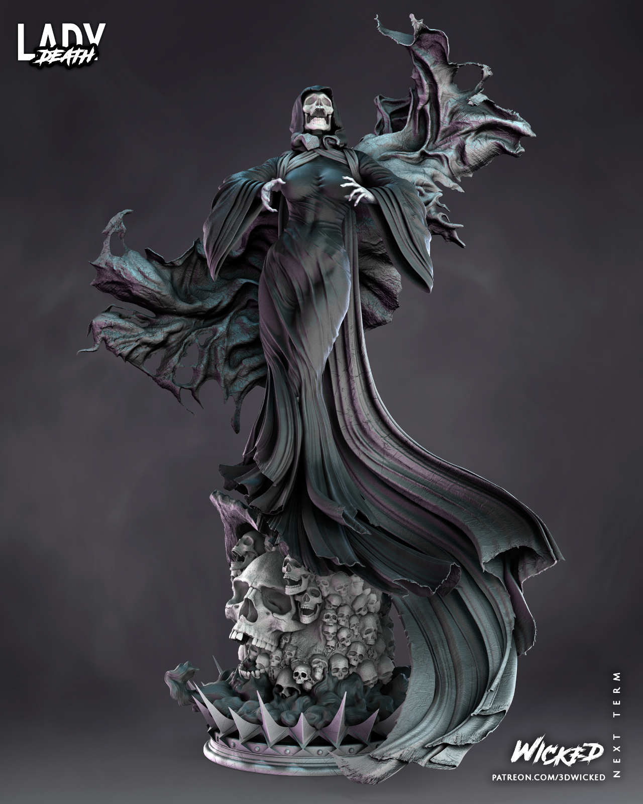 Lady Death Statue (3D Printed) Fan Art 4" to 19" (102mm to 482mm)