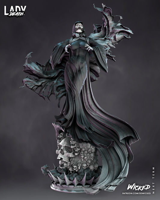 Lady Death Statue (3D Printed) Fan Art 4" to 19" (102mm to 482mm)