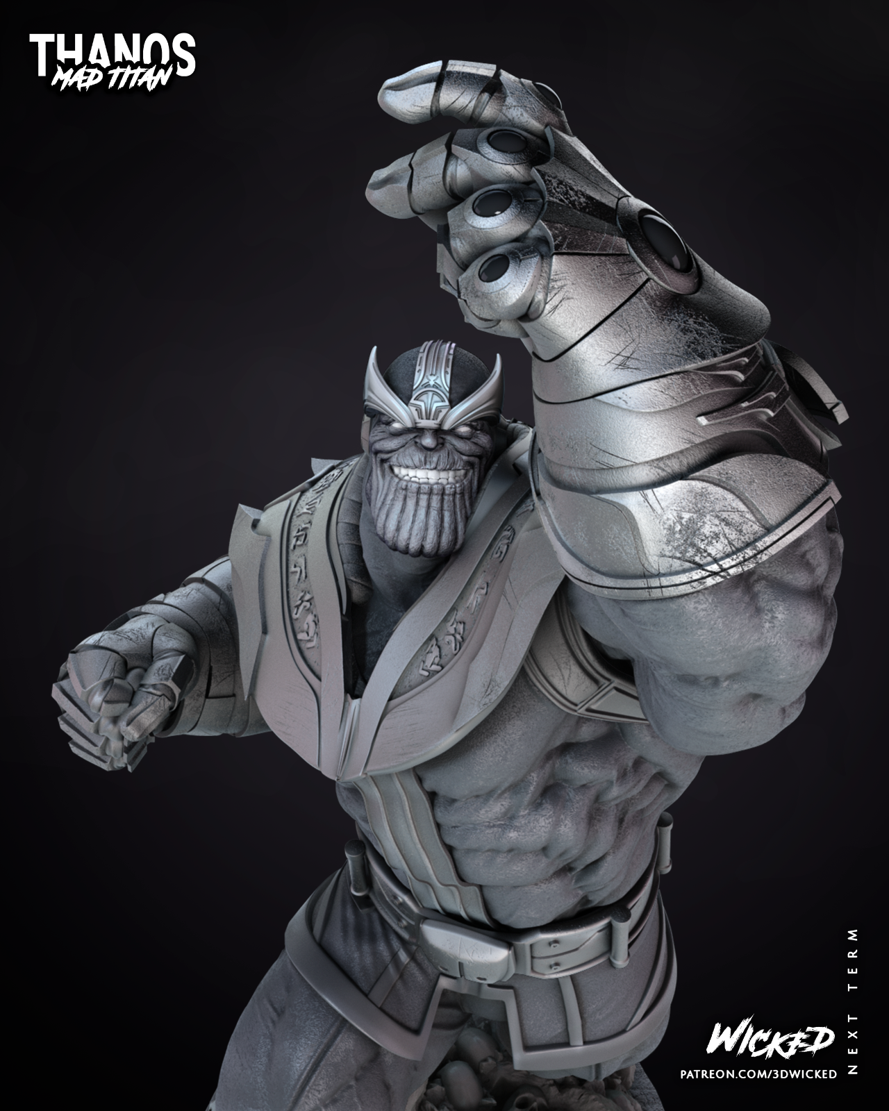 Thanos Statue (3D Printed) Fan Art 4" to 18.5" (102mm to 477mm)