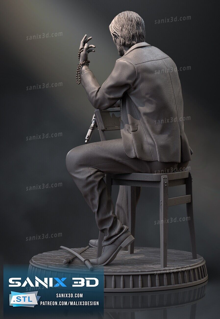 John Wick Statue (3D Printed) Fan Art - Sanix3D - 1:12, 1:10 or 1:6 scale