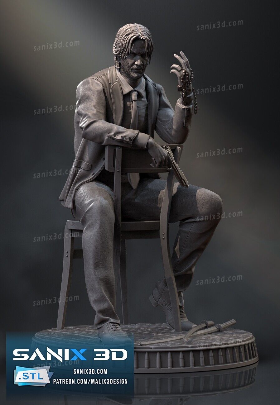 John Wick Statue (3D Printed) Fan Art - Sanix3D - 1:12, 1:10 or 1:6 scale