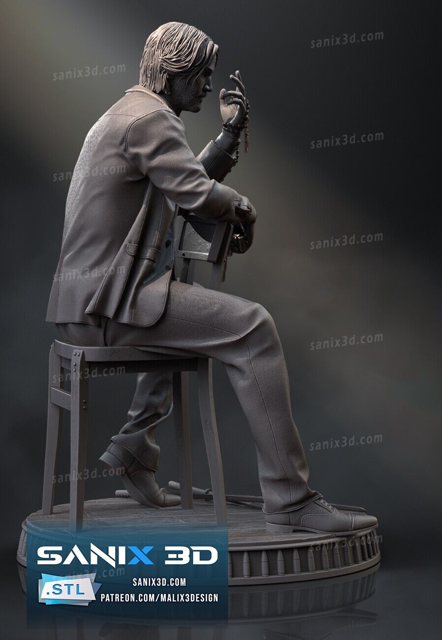 John Wick Statue (3D Printed) Fan Art - Sanix3D - 1:12, 1:10 or 1:6 scale
