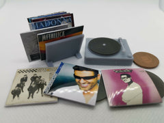 Miniature 1/12th Record Player and LP Album  Holder