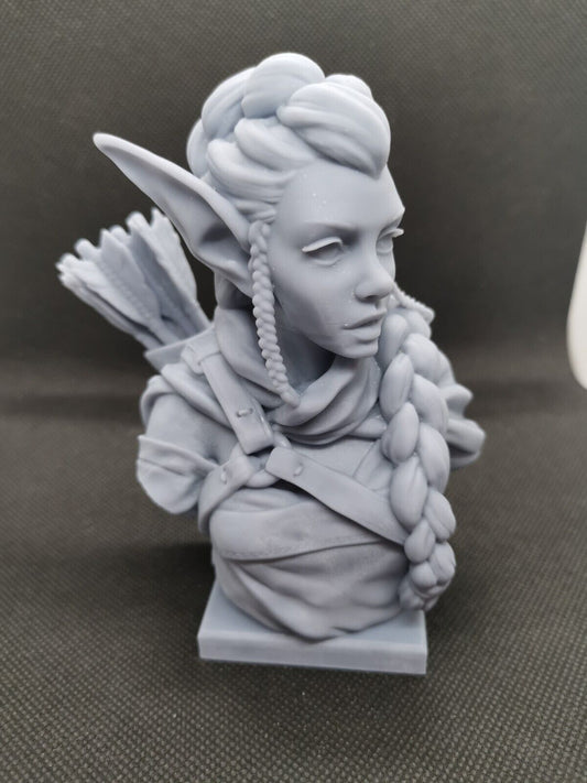 Elf Archer Fan Art Bust 5" (125mm) 3D Resin Printed - 4" to 7" (102mm - 177mm)