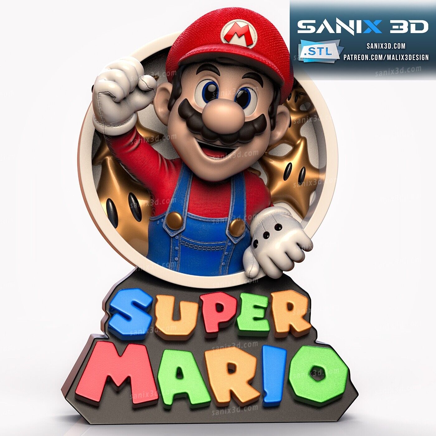 Super Mario Fan Art Bust Miniature Figure Model 3D Resin Print 100mm - 200mm