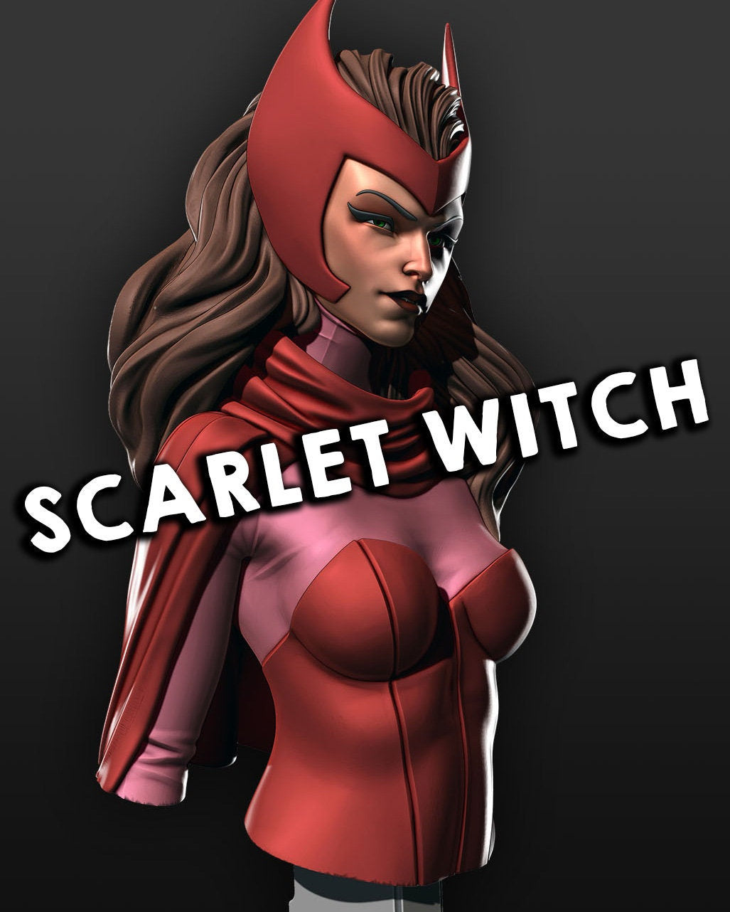 Scarlet Witch Bust (Fan Art) - Resin 3D Printed - 4" to " (102mm - 177mm)