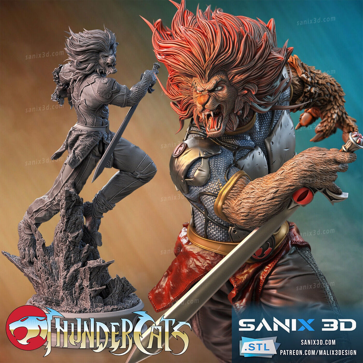 Lion-O (ThunderCats) Action Figure 3D Resin Printed - 175mm to 280mm - Fan Art