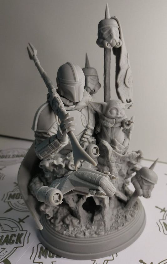 Mandalorian & Grogu Fan Art 3D Printed Model 1:8 scale (245mm)