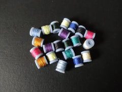 20 x Miniature Cotton Reel spools with variety of coloured cottons - haberdashery miniature dollhouse - Free postage!