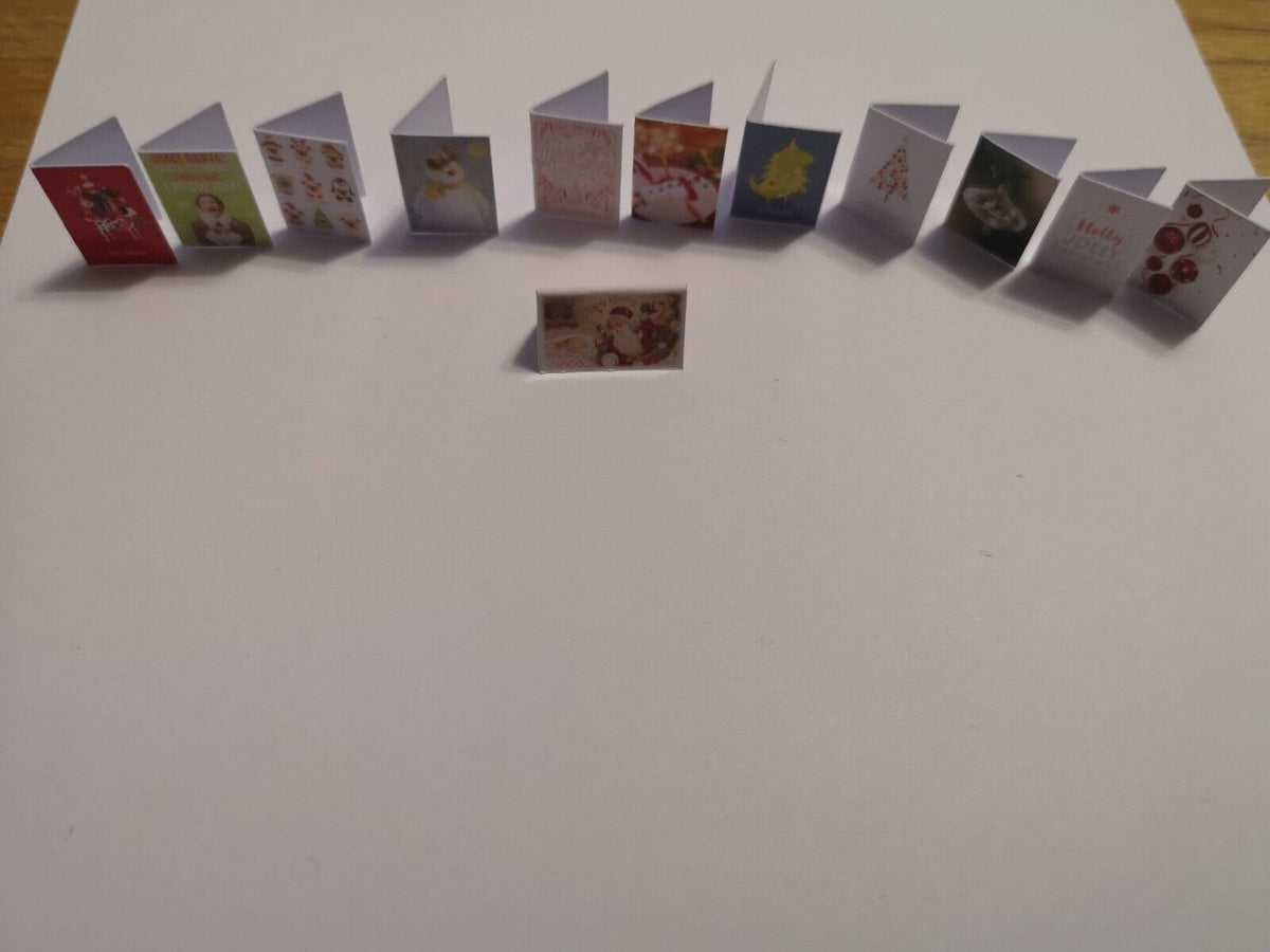 12 Miniature Christmas Cards for your Dolls House at XMAS Handmade 1:12th scale