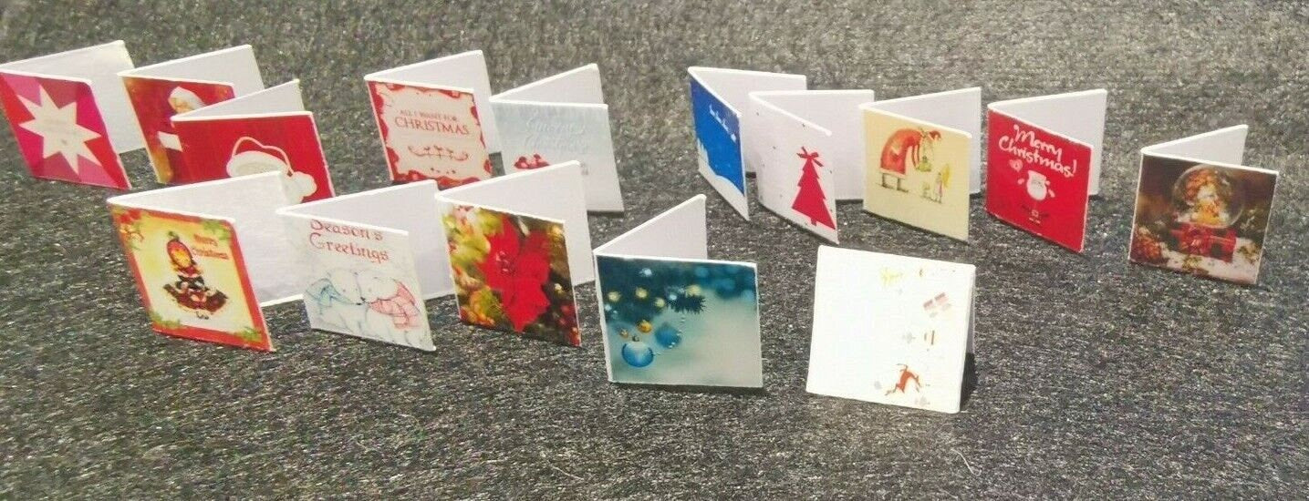 15 Miniature Christmas Cards for your Dolls House at XMAS Handmade 1:12th scale